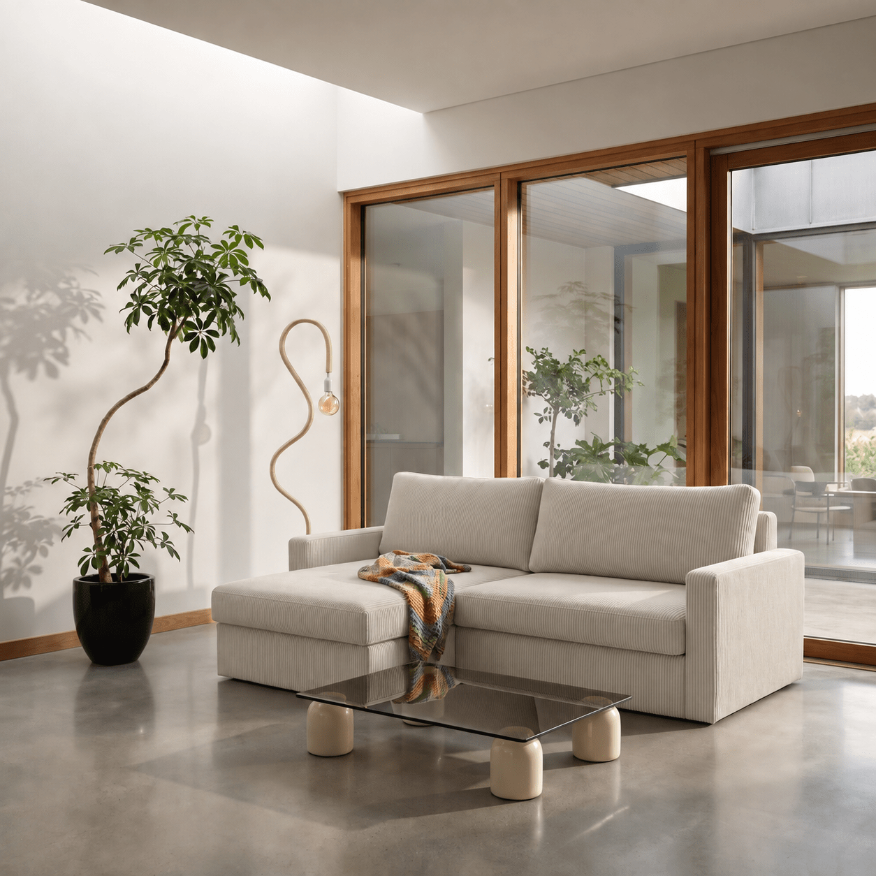Ecksofa FARO MINI mit Schlaffunktion – Creme, Poso 100 –