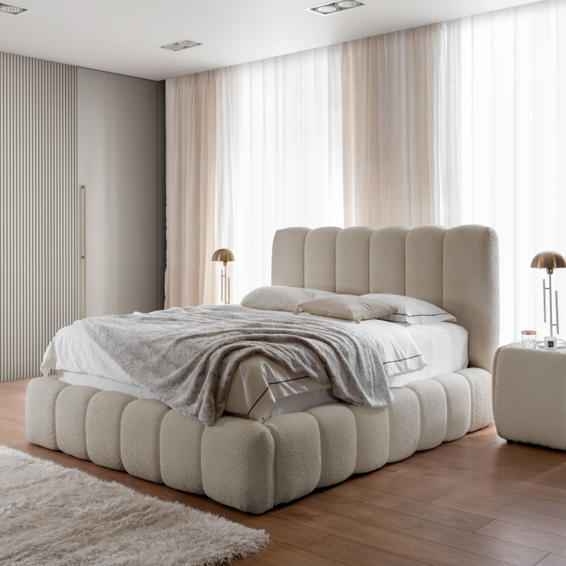 Polsterbett CANDE mit Bettkasten – elegantes Bett 160×200 cm für Ihr Schlafzimmer - Beige, CATCH ME 02