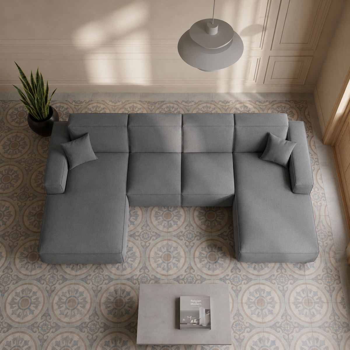 LUGA U HILLS Ecksofa in U-Form – große Wohnlandschaft mit PET-FRIENDLY Stoff ARTICO, freistehend - Anthrazit
