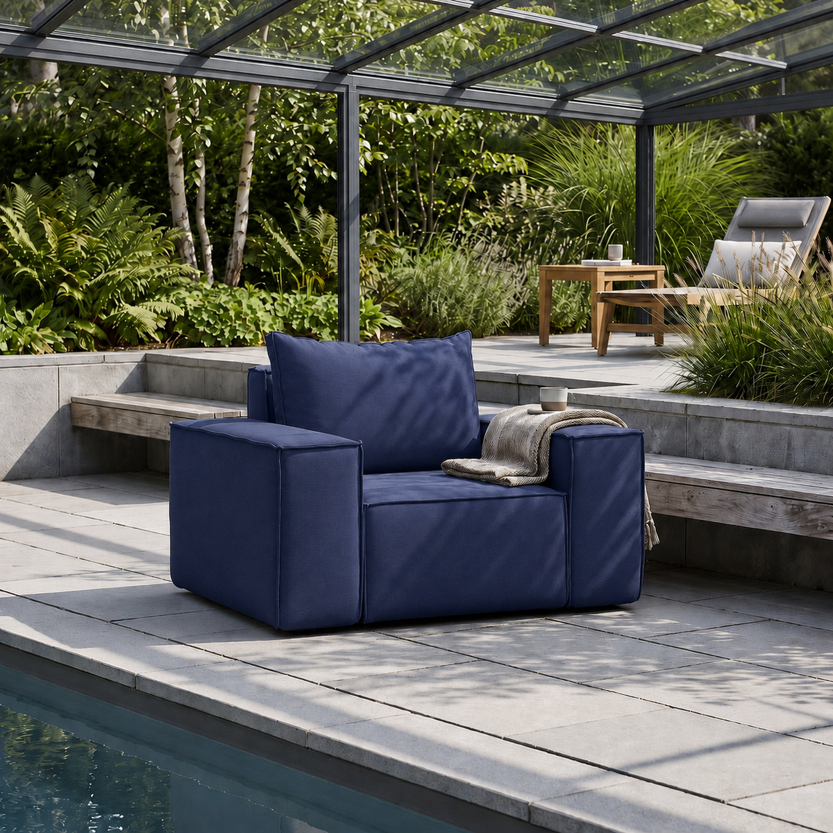Gartensessel GARTEN wasserdicht – Dunkelblau | Terrasse & Balkon