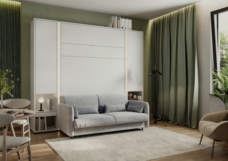 Wandklappbett mit Sofa grau