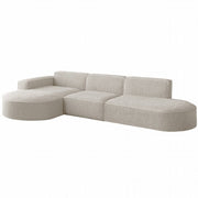 Ecksofa PARMA L – Modernes, komfortables Sofa mit freistehender Rückseite - BOUCLÉ Creme