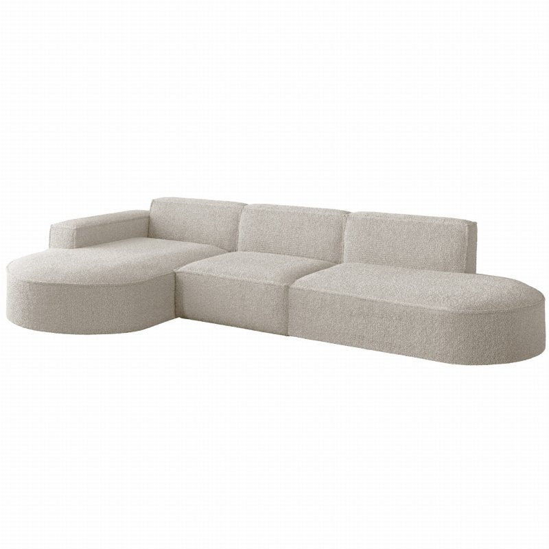 Ecksofa PARMA L – Modernes, komfortables Sofa mit freistehender Rückseite - BOUCLÉ Creme
