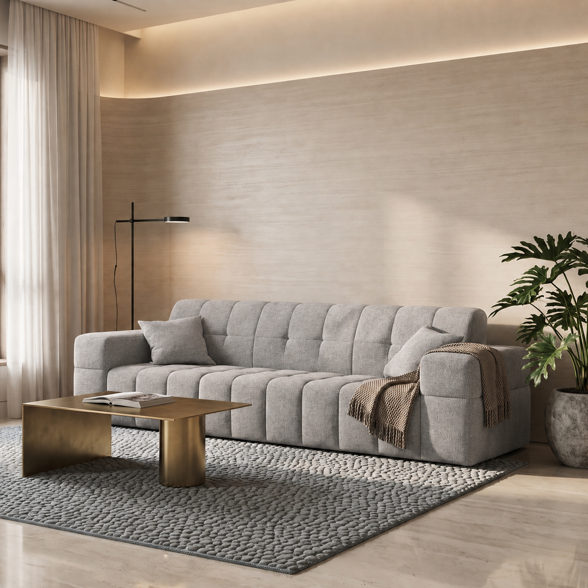 Sofa BALIA 3-Sitzer Chenille Hellgrau (Perfect Harmony 80)