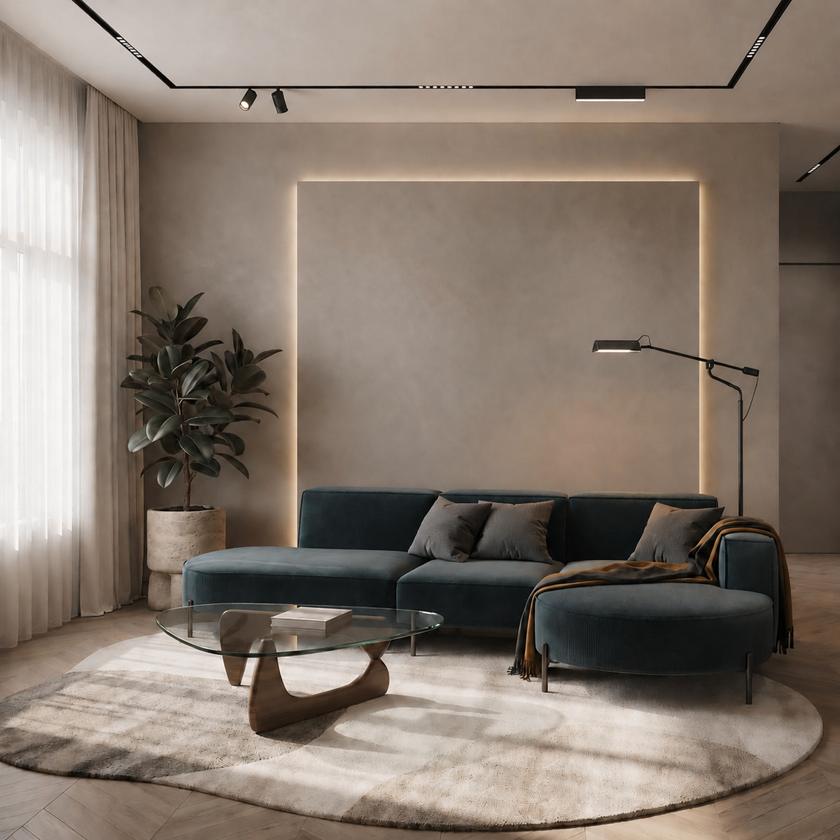 Ecksofa PARMA HILLS L | Velours Noel 16 | Dunkelblau