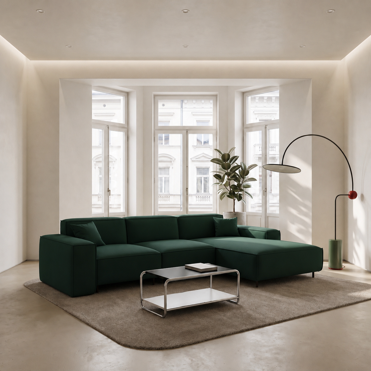 LUGA L HILLS Ecksofa, Tiffany 38, Grün