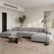 LUGA U HILLS U-Sofa in Grau, Stoff Tiffany