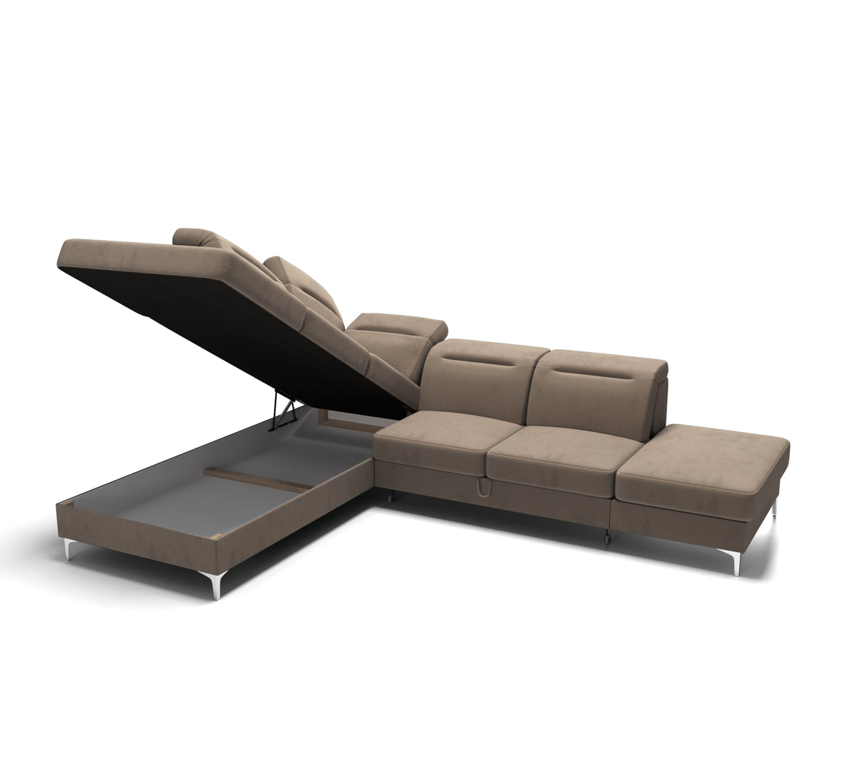 Oslo Ecksofa 295×220 - Elegantes, komfortables Sofa mit Schlaffunktion - Echtleder U-19, Braun