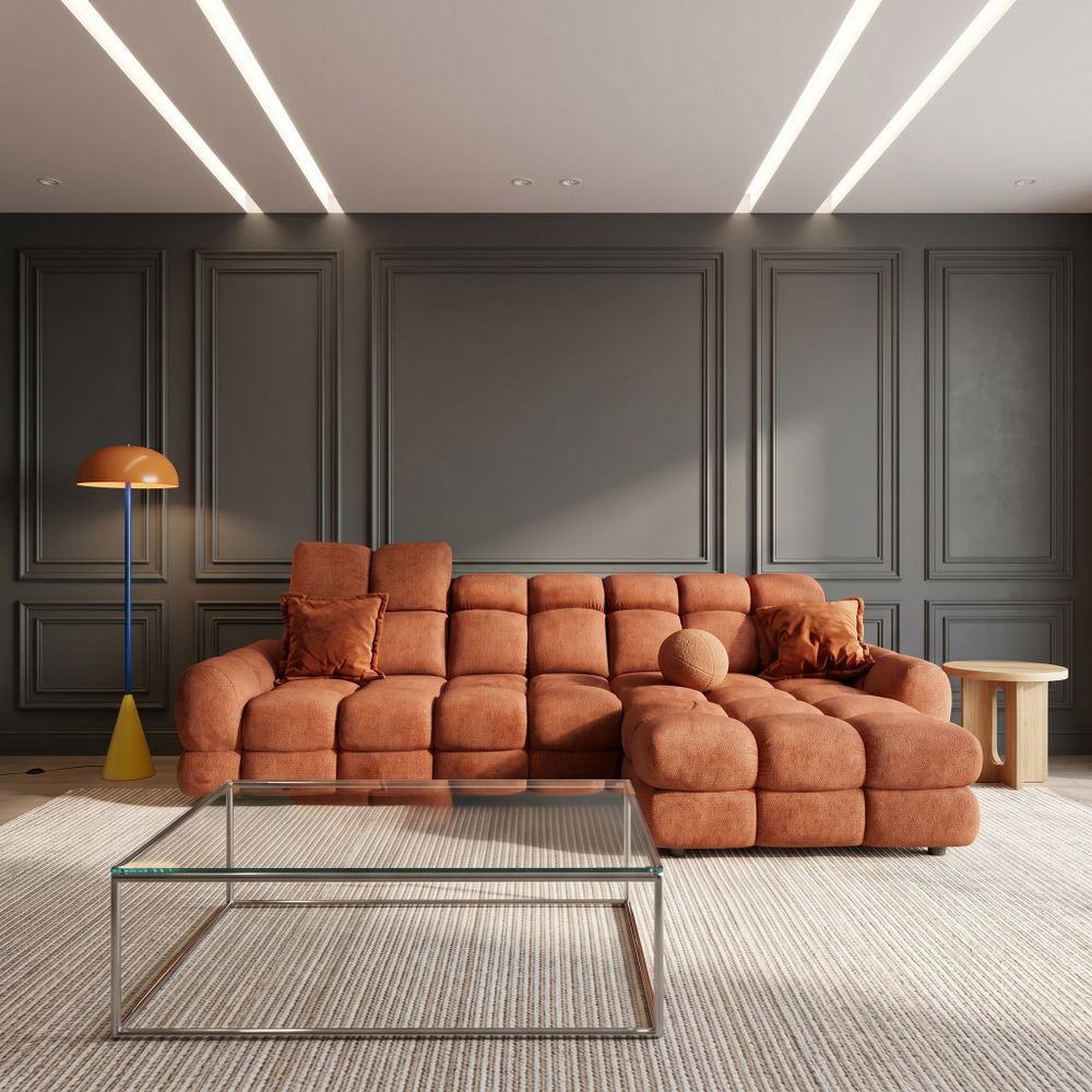 Ecksofa mit elektrischer Sitzverstellung TOLLO MINI Schlaffunktion Bettkasten (Aurora 8 Deep Terra)