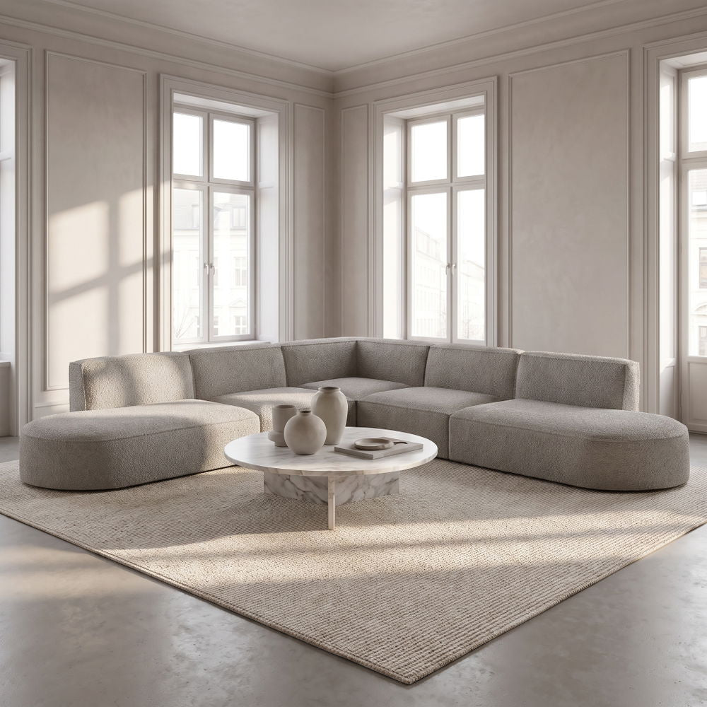 Ecksofa PARMA CORNER 276×276 cm – komfortabel, breit & universal für jedes Wohnzimmer - BOUCLÉ Creme (Loop 2)