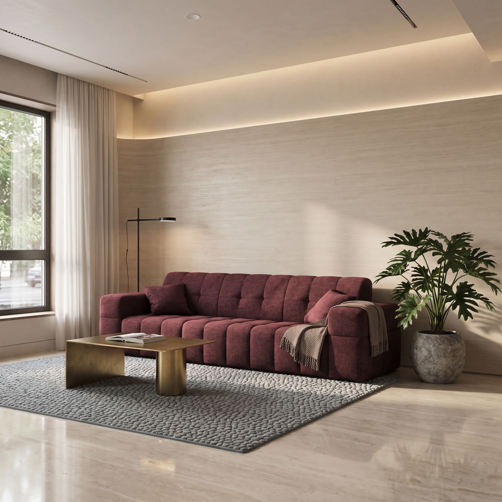Sofa BALIA 3-Sitzer Chenille Rotwein (Perfect Harmony 59)
