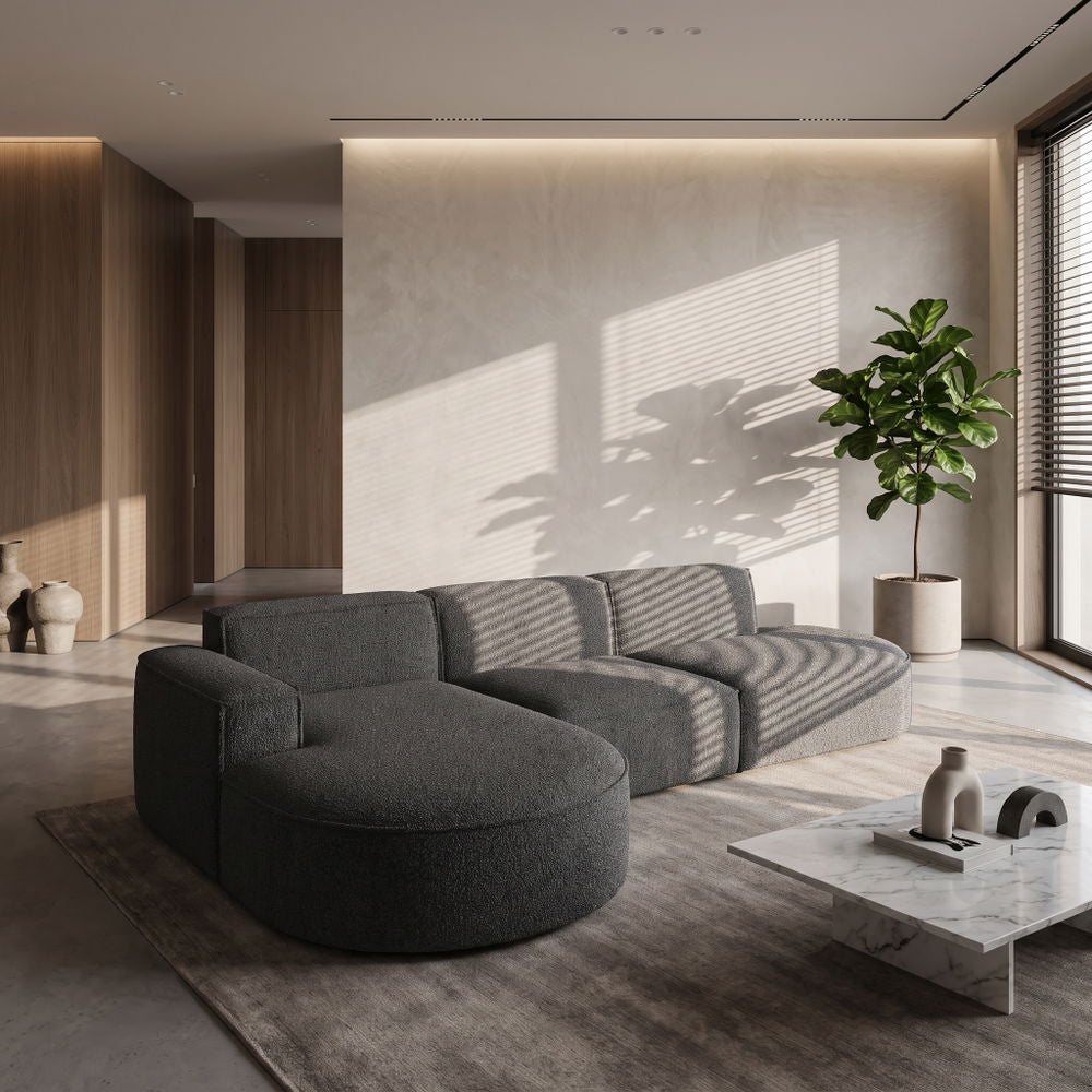 Ecksofa PARMA L | Bouclé Graphit (Loop 19)