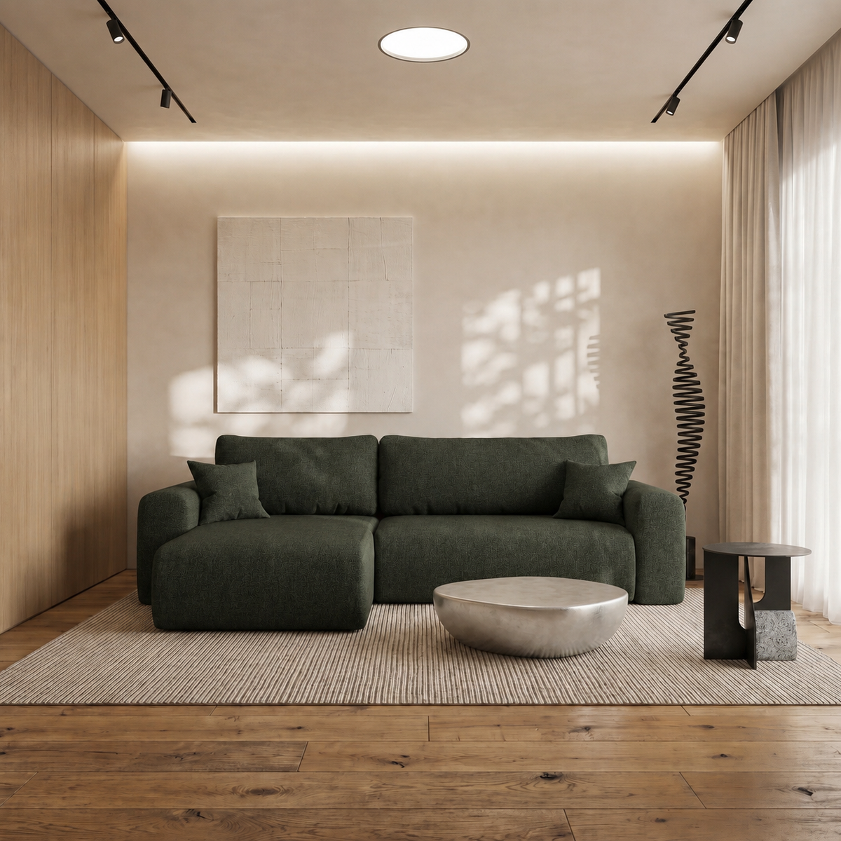 Ecksofa CAPRI L mit Schlaffunktion Bettkasten Dunkelgrün Universall (Neve 39)