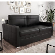 Ledersofa AVANTI II Leder Couch mit Schlaffunktion 147 cm - Schwarz