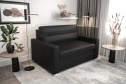 Ledersofa ARTE I Leder Couch mit Schlaffunktion 140 cm - Schwarz