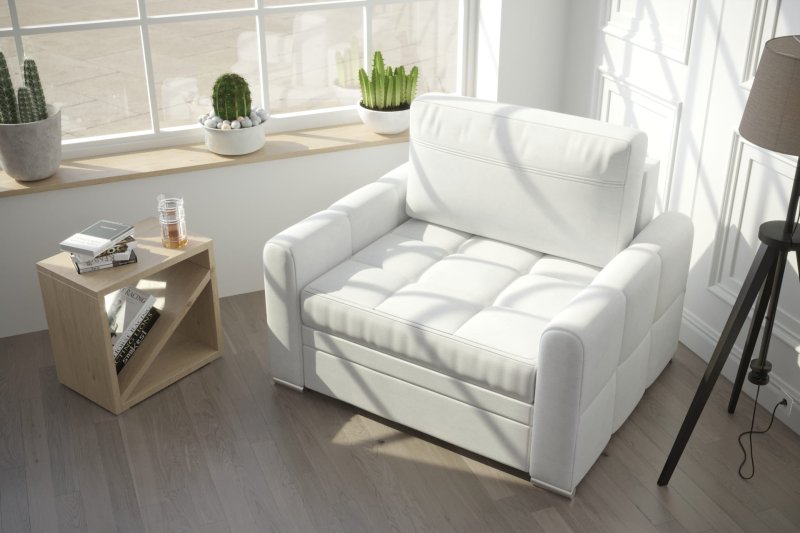 Leder Sessel VERONA Polstersessel mit Schlaffunktion - Weiss