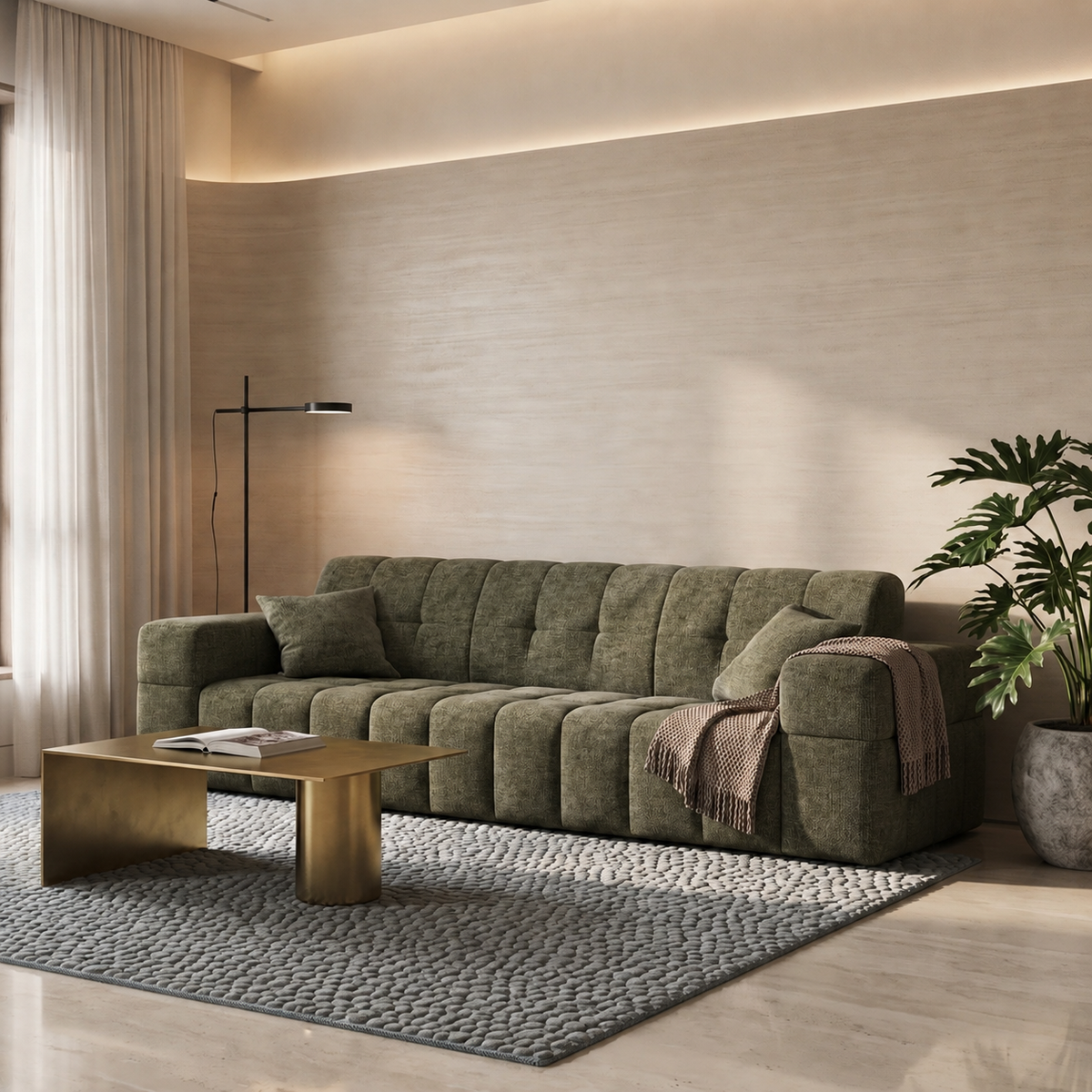 Sofa BALIA 3-Sitzer Chenille Olivgrün (Perfect Harmony 39)