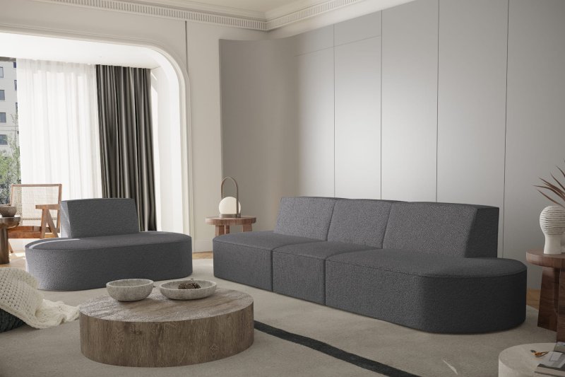 Dalia 1-Sitzer + 3-Sitzer Graphite Boucle Stoff