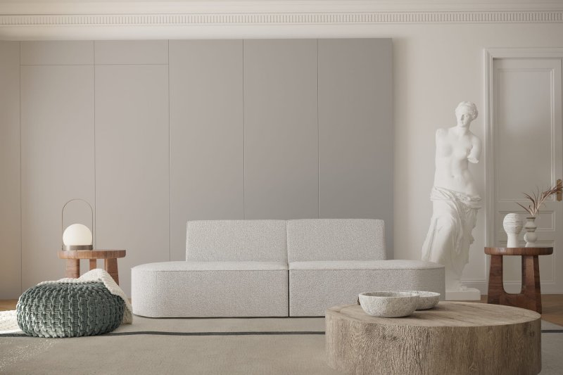 Dalia Sofa 2-Sitzer Boucle Creme Stoff Dekor