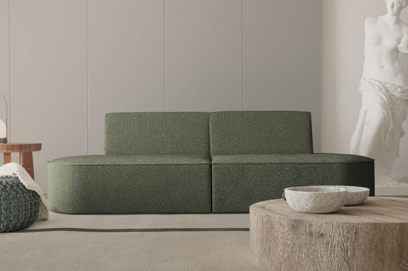 Dalia Sofa 2-Sitzer dunkelgrün Boucle Stoff Dekor