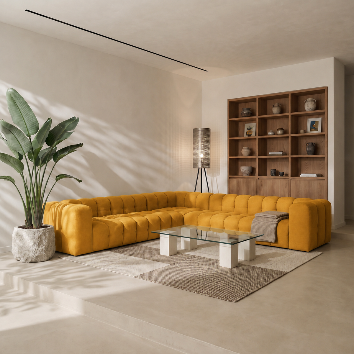 BALOO CORNER Ecksofa 330x330 cm, Tiffany 08, Senf