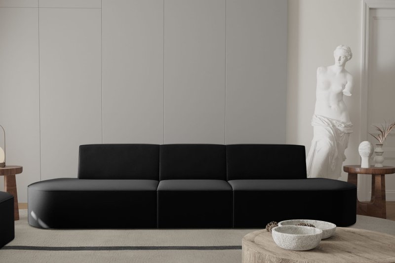 Dalia 3-Sitzer Sofa Schwarz Velvet Stoff Dekor