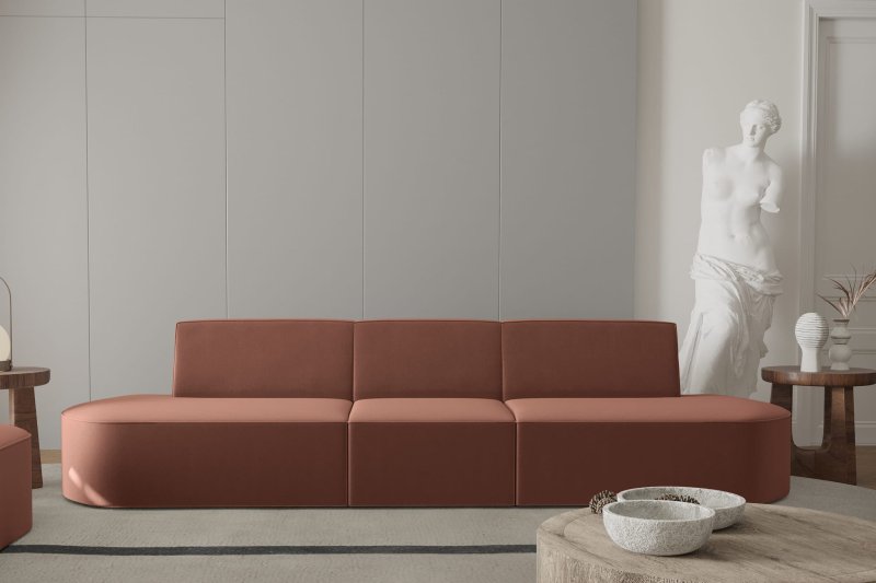 Dalia 3-Sitzer Sofa Ziegiel Rot Velvet Stoff Dekor