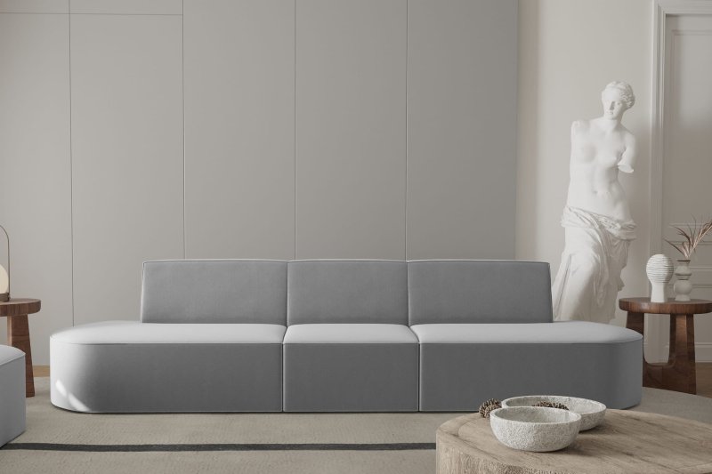Dalia 3-Sitzer Sofa Grau Velveto Stoff Dekor