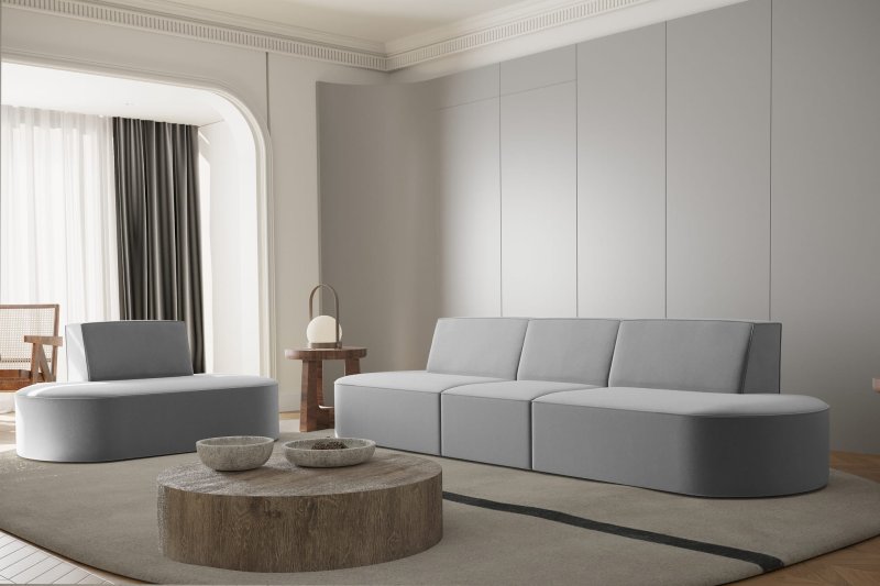 1+3 Dalia Set Sofa Grau Velveto Stoff Dekor