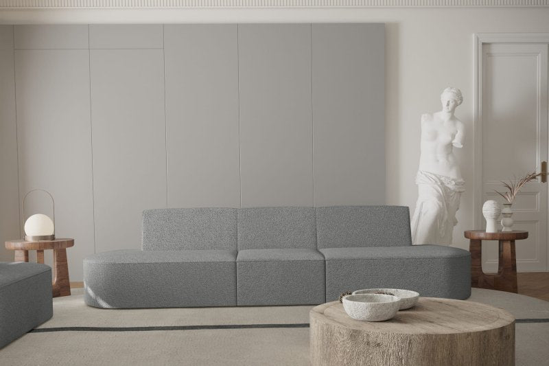 Dalia 3-Sitzer Sofa Grau Boucle Stoff Dekor