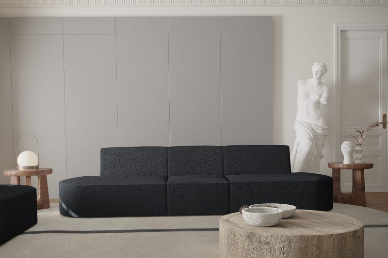 Dalia 3-Sitzer Sofa Schwarz Boucle Stoff Dekor
