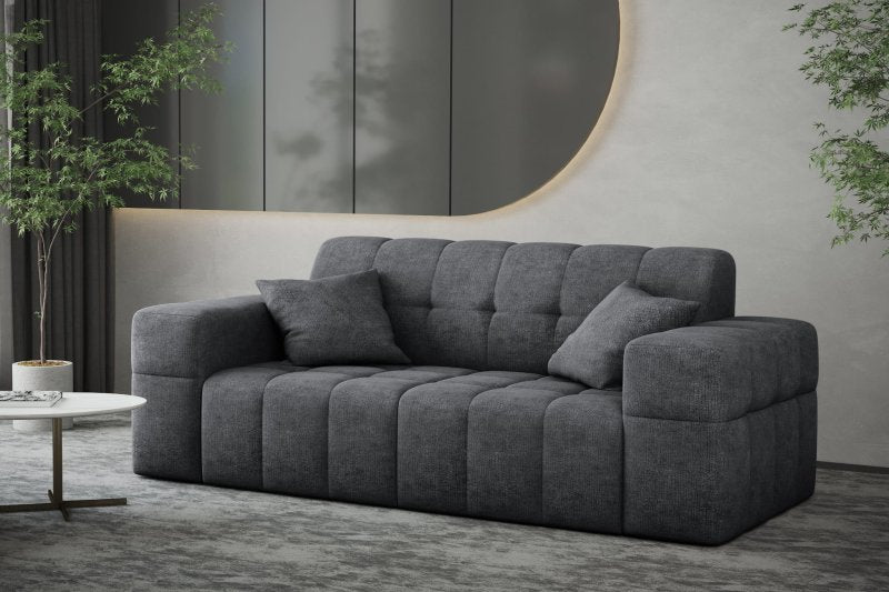 Balia Sofa 2-Sitzer Chenille Grau Stoff Dekor