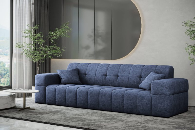 Balia Sofa 3-Sitzer Chenille Dunkelgrau Stoff Dekor