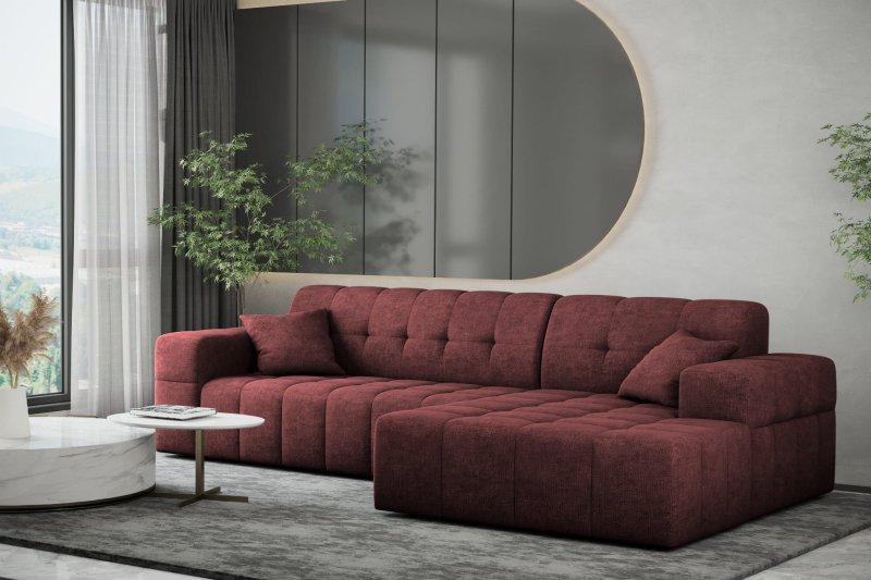 Balia Ecksofa Balia L Rotwein Chenille Stoff Rechts Dekor