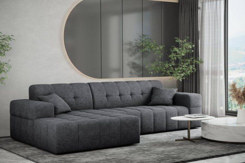Balia Ecksofa L Chenille Grau Stoff Links Dekor
