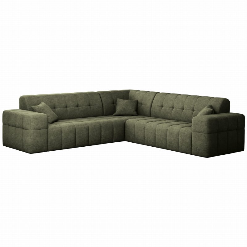 Ecksofa BALIA 250x250 cm - Symmetrisch, Edle Steppung, HR-Schaum & Luxus-Chenille, Olivgrün (Perfect Harmony 39)