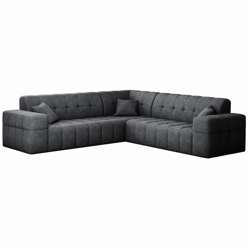 Ecksofa BALIA 250x250 cm - Symmetrisch, Edle Steppung, HR-Schaum & Luxus-Chenille, Grau (Perfect Harmony 90)