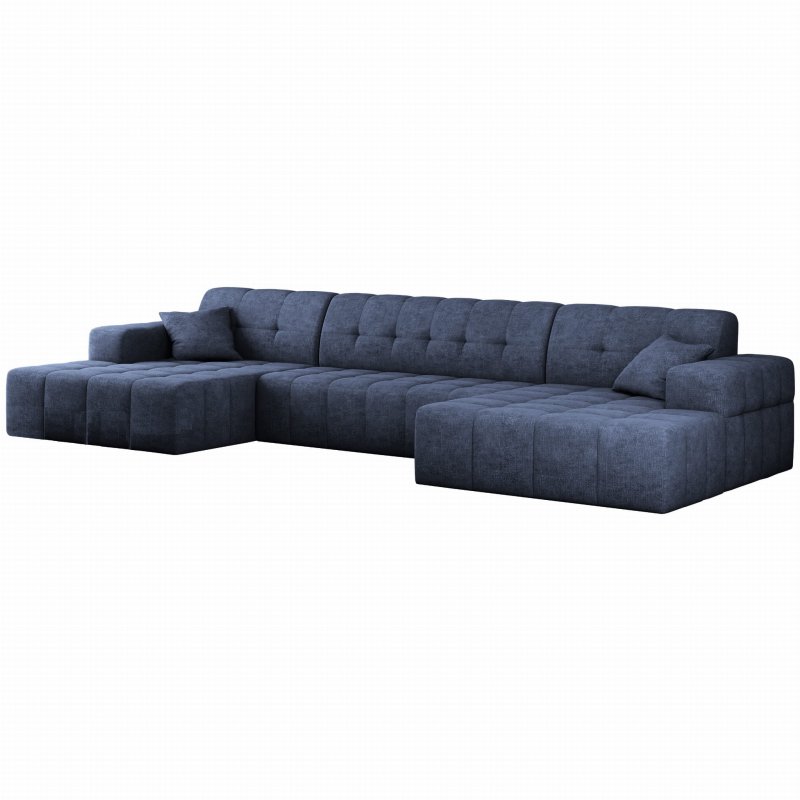 Balia Ecksofa U Dunkelblau Chenille Stoff