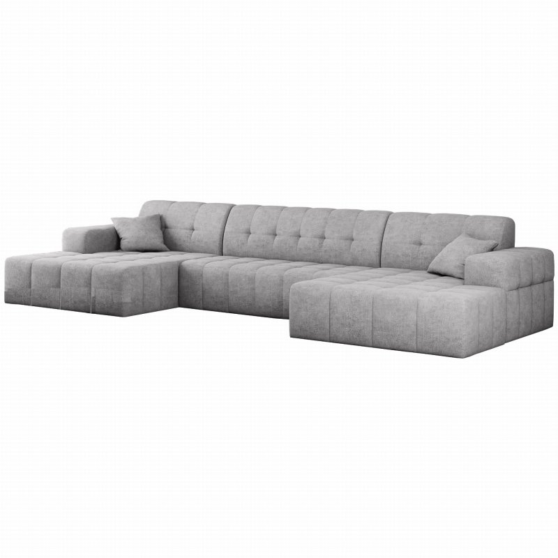 Balia Ecksofa U Hellgrau Chenille Stoff