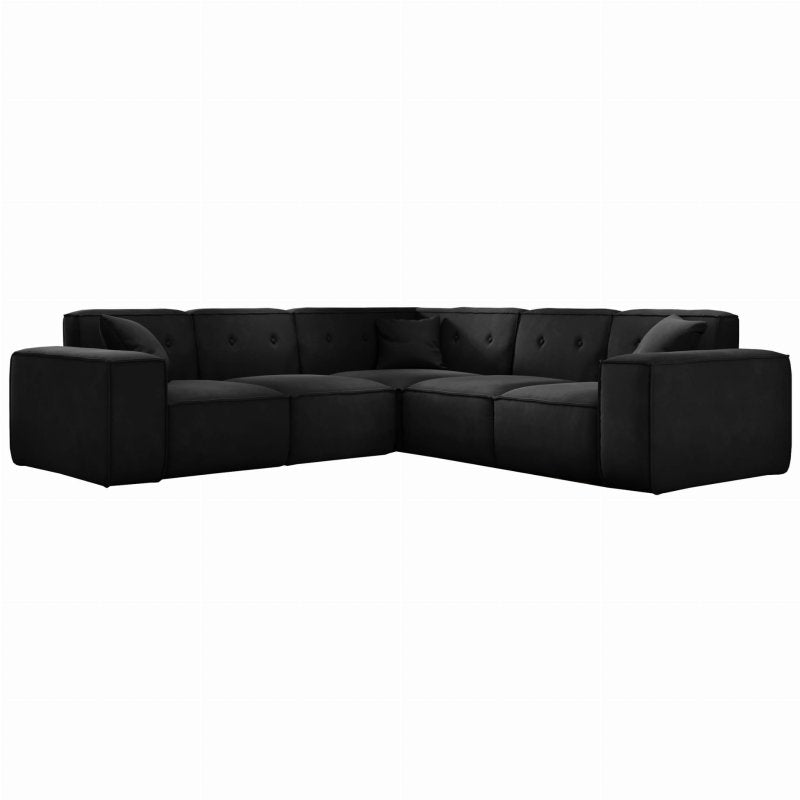 Ecksofa LUGA CORNER mit Tasten Schwarz Velvet Stoff