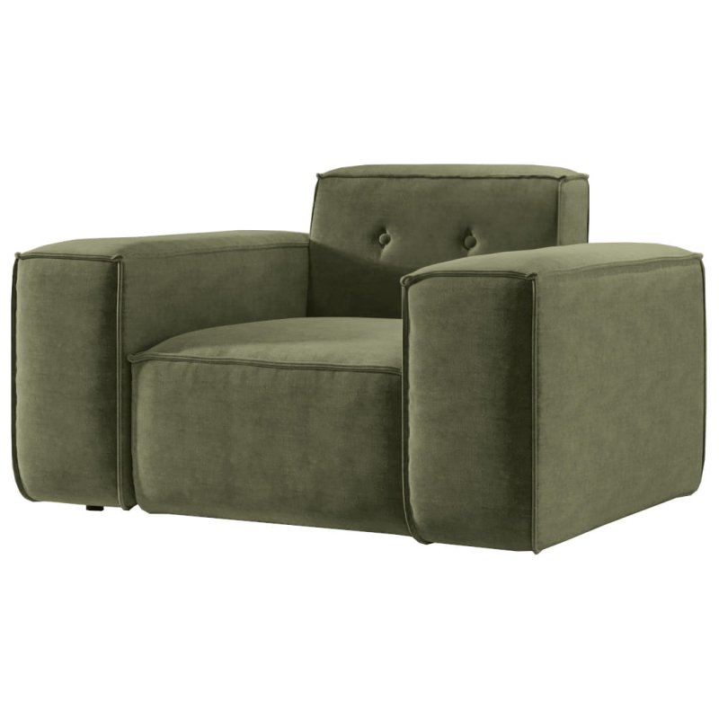 Sessel Luga mit Tasten Chenille Oliv Stoff
