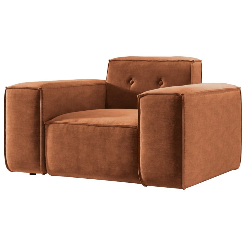 Sessel Luga mit Tasten Rostfarbe Chenille Stoff