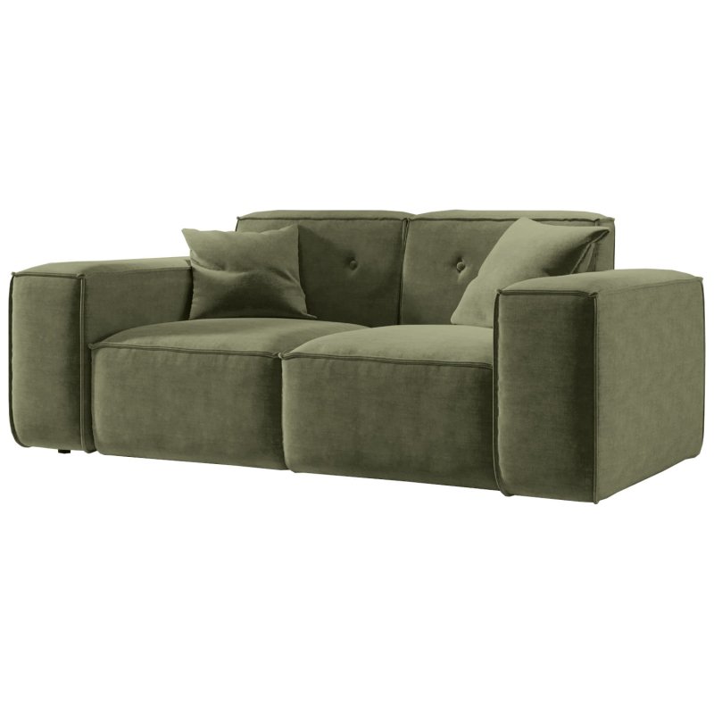 Sofa Luga 2-Stizer mit Tasten Oliv Chenille Stoff