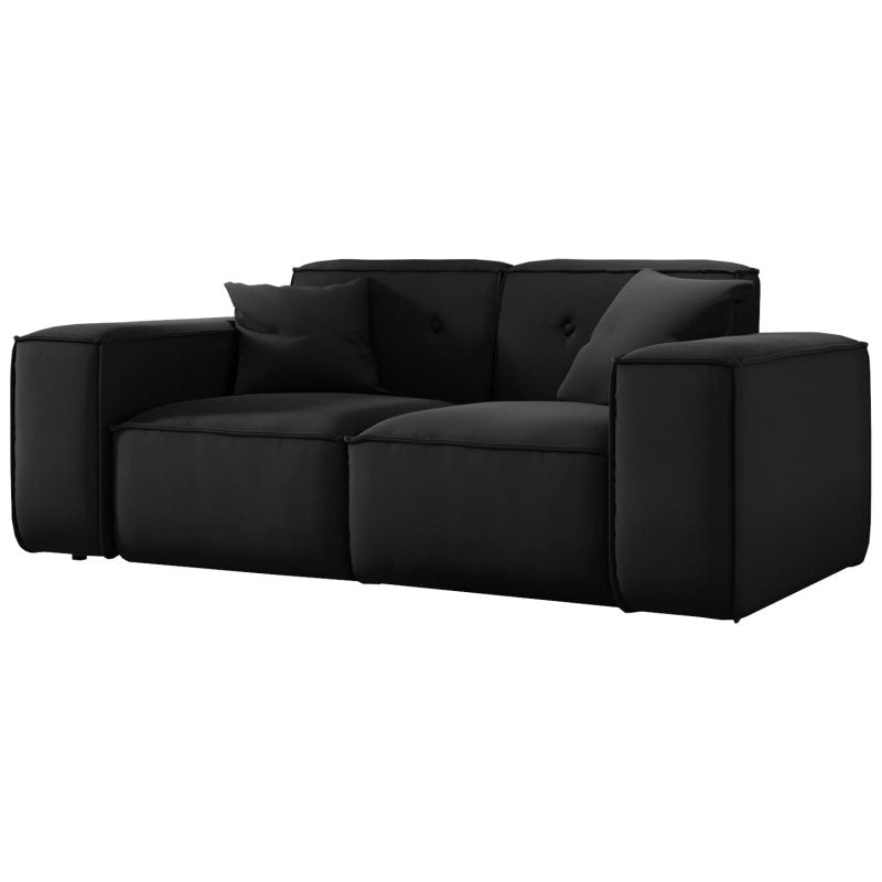 Sofa Luga 2-Sitzer mit Tasten Schwarz Samt Stoff
