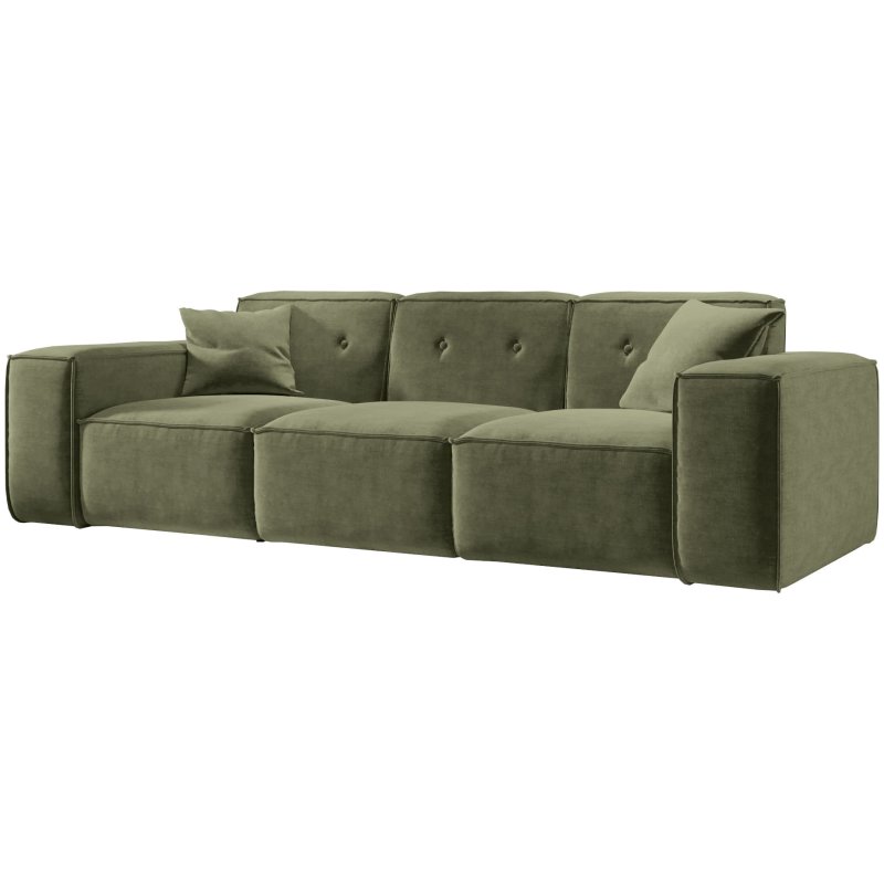 Sofa Luga mit Tasten 3-Sitzer Oliv Chenille Stoff