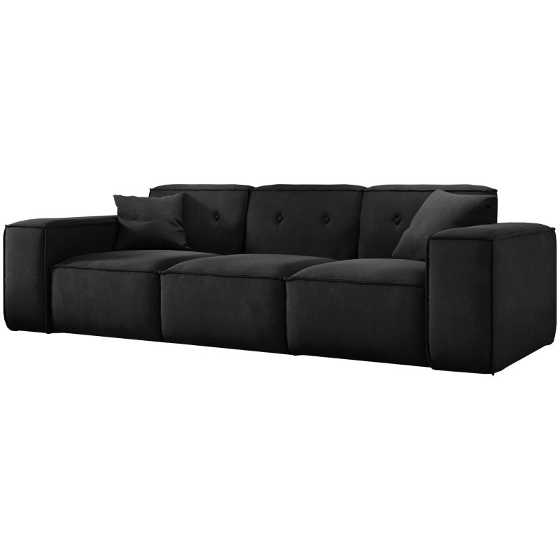 Sofa Luga mit Tasten 3-Sitzer Samt Schwarz Stoff