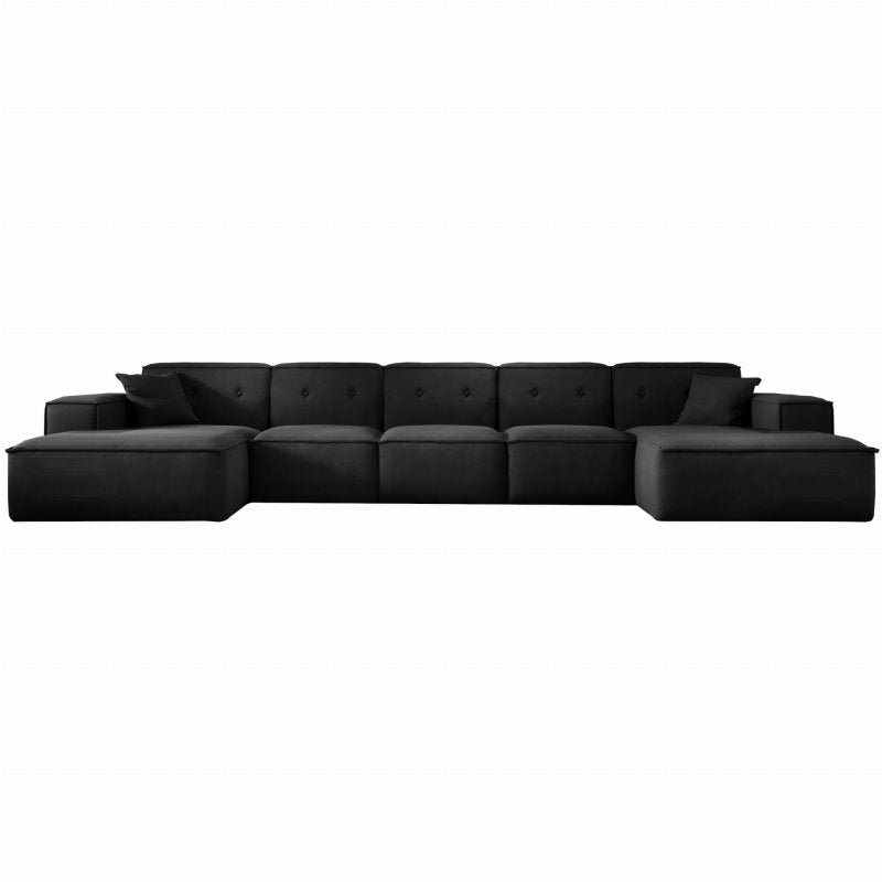 Ecksofa Luga U XL mit Tasten Samt Schwarz Stoff