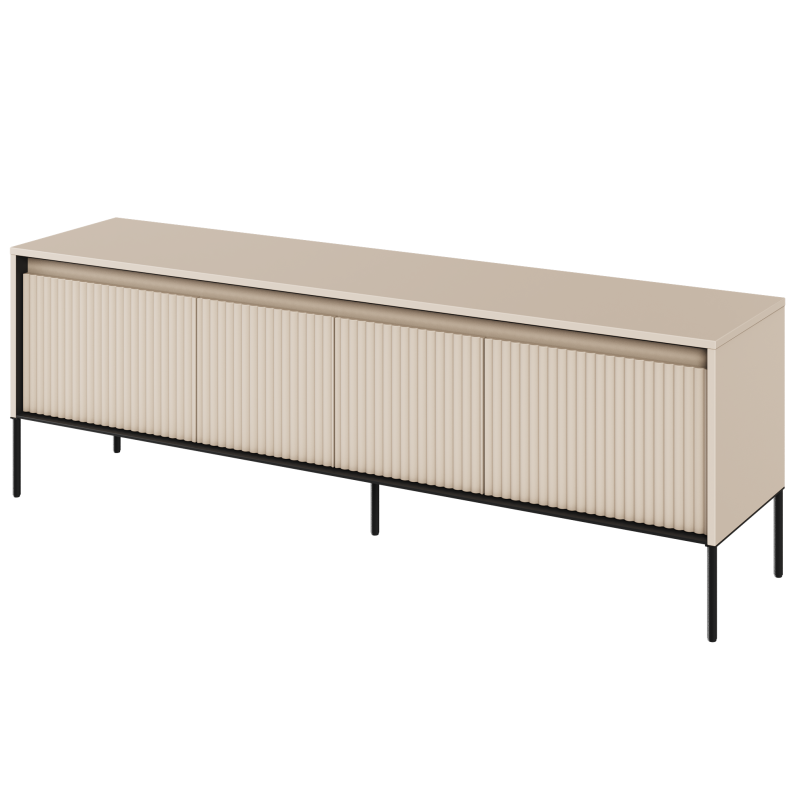 TV-Schrank TREND TR-05 in Sandbeige mit vier Türen und LED-Beleuchtung, freigestellt auf weißem Hintergrund
