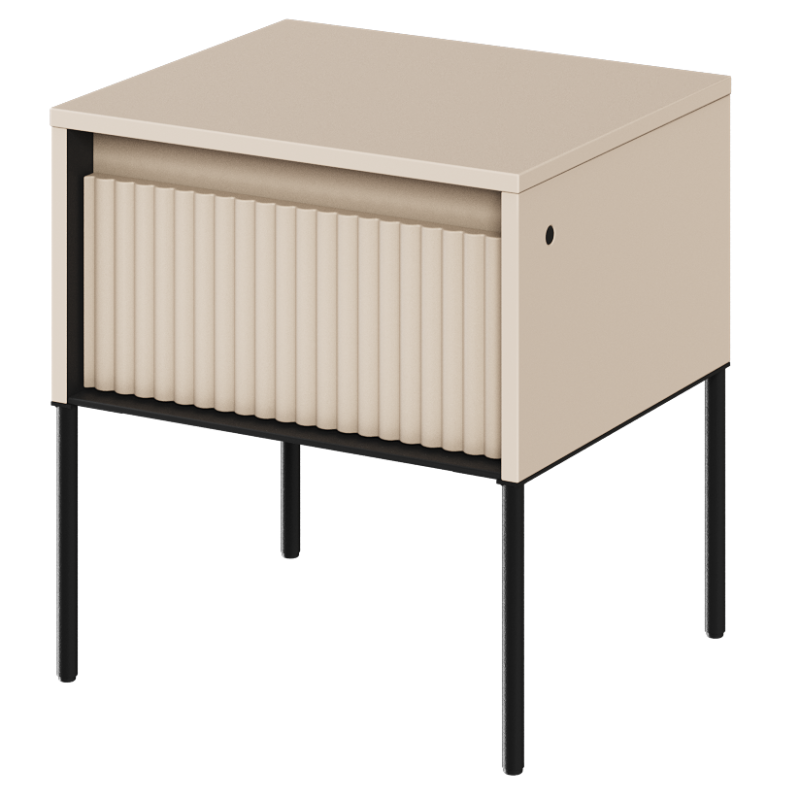 Nachttisch Trend 10 Sandbeige, Moderner Nachttisch TREND TR-10 in stilvoller Schlafzimmer-Einrichtung in Grau