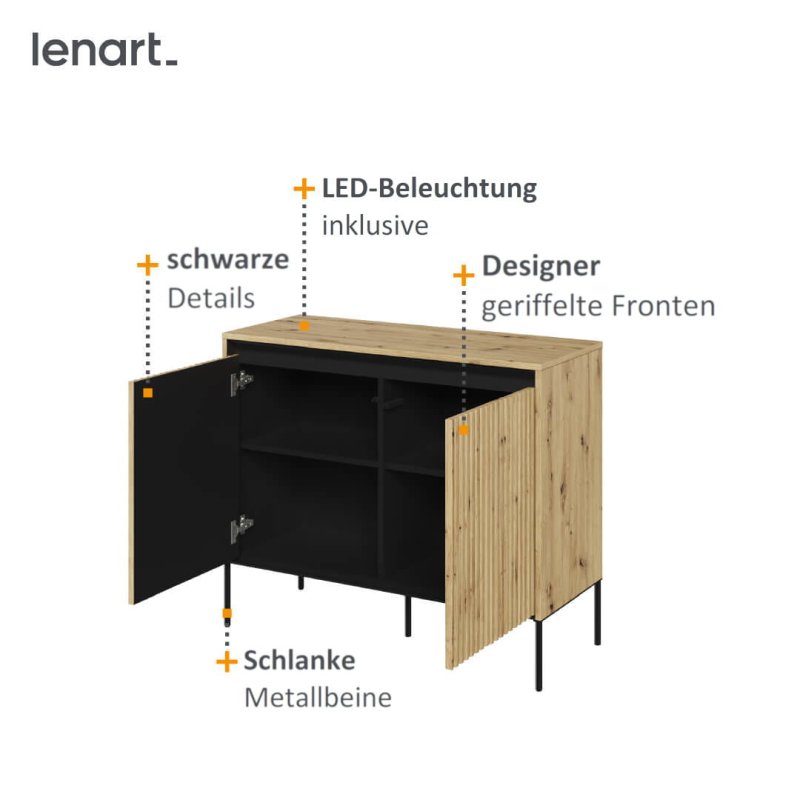 Kommode TREND 2 Eiche Artisan Spezifikation